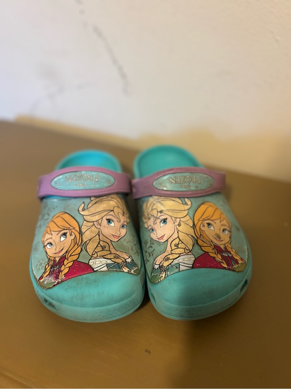 Disney Teal and Purple Frozen Slip-On Clog Sandals for Kids
